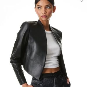 Alice Olivia Harvey Leather Cropped Jacket